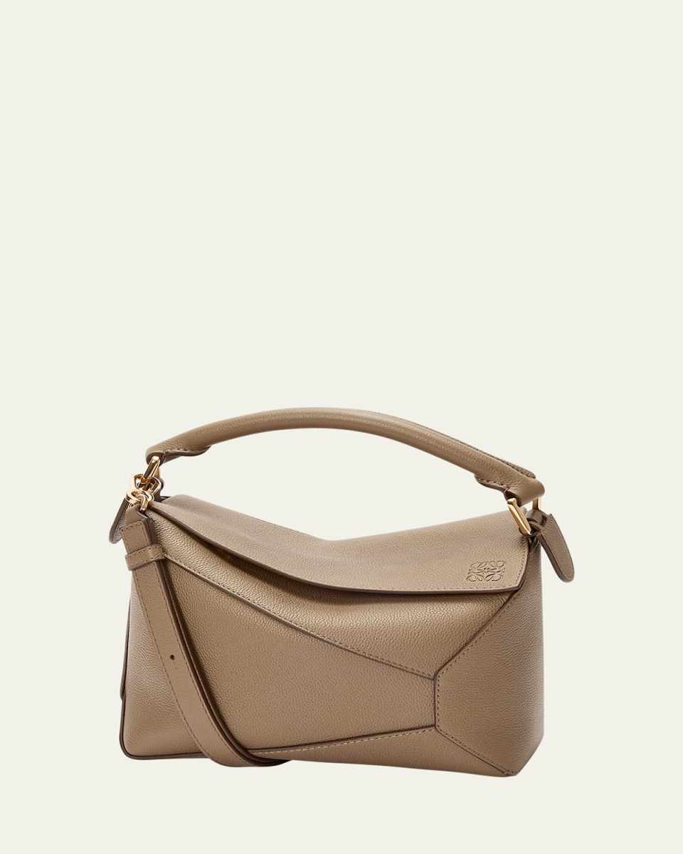 Puzzle Edge Small Top-Handle Bag in Grain Leather